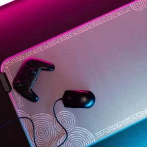 Zelda Tears of the Kingdom Inspired LED Mouse Pad - White/Grey