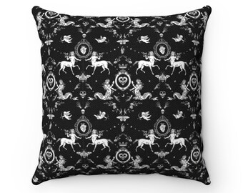 Skull Throw Pillow Cover - Goth Pillow Cover  - Skull Pattern Pillow Cover - Halloween Pillow Case - Mermaid Zippered Square Pillow Cover