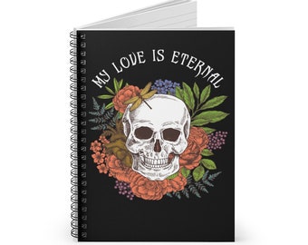 Goth Journal, Skull Notebook, Goth Notebook, Skull Journal, Unique Gift, Hardcover Spiral Lined Pages Notebook