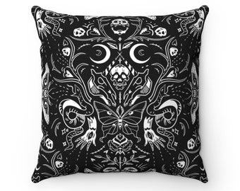 Skull Throw Pillow Cover - Goth Pillow Cover  - Skull Pattern Pillow Cover - Halloween Pillow Case - Skull Love Zippered Square Pillow Case