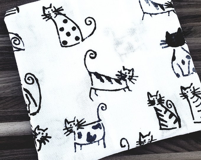 Cat Dish Towel, Cat Kitchen Towel, Cat Lady, Flower Sack Towel, Cotton