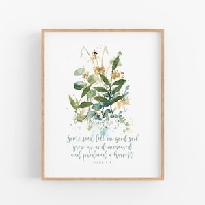 Some Seed Fell, Bible Verse Wall Art, Parable of the Sower, Watercolour Wall Art, Mark 4, Printable Wall Art, Modern Contemporary Home Decor