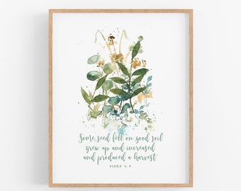 Some Seed Fell, Bible Verse Wall Art, Parable of the Sower, Watercolour Wall Art, Mark 4, Printable Wall Art, Modern Contemporary Home Decor