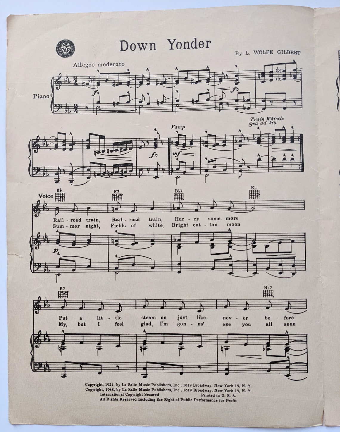 Down Yonder Sheet Music Champ Butler Cover Written by L. Etsy New Zealand