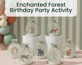 Enchanted Forest Birthday Party Activity | Woodland Snow Globe Craft | Whimsical Party Favor
