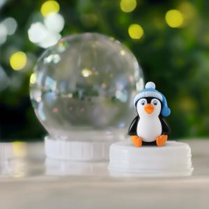 Festive Penguin with Blue Santa Hat Shatterproof Snow Globe | Creative Stocking Stuffer for Kids | Holiday Present