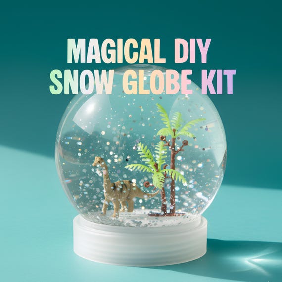 Dinosaur Lover Gift - DIY Snow Globe Craft Kit for Kids | Magical Dinosaur Toy | Creative Shatterproof Glitter Globe Activity