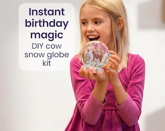 Gift for 6 Year Old | Cow Birthday Activity | Snow Globe Craft Kit for Kids