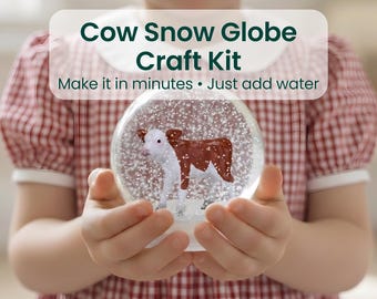 5 Year Old Birthday Gift | Cow Gift for Kids | Shatterproof Snow Globe Craft Kit