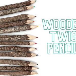 Premium 5&quot; twig pencils, woodland pencil, craft supply for kid, twig pencil, woodland party supply, nature party favor, outdoor craft