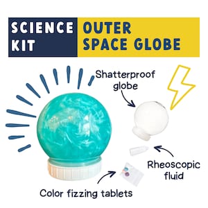 Kids Swirling Space Globe Craft Kit Using Pearl Swirl Rheoscopic Fluid | Kids Stocking Stuffers | Gift From Santa, Kids Christmas Present