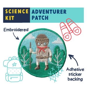 5 cm Outdoor Entdecker Selbstklebender gestickter Aufkleber Aufnäher | Stem Geschenke | Stem Geschenk für Kind, Bastelsets für Mädchen, Bastelsets für Jungen