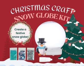 Shatterproof Winter Penguin Top Hat Snow Globe Craft with Glitter | Kids Stocking Stuffers | Kids Christmas Present, Kids Christmas Craft