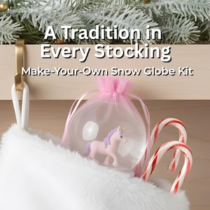 Unicorn Stocking Stuffer | DIY Snow Globe Craft Kit | Magical Mini Gift for Kids | Shatterproof Glitter Globe