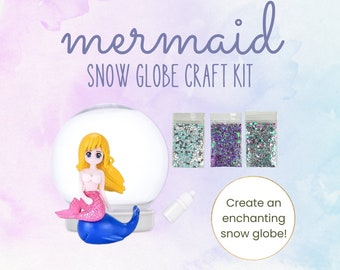Shatterproof Mermaid Snow Globe Craft Kit For Kids | Snow Globe | DIY Homemade Craft Kit, Mermaid Birthday Party Favors, Mermaid Present