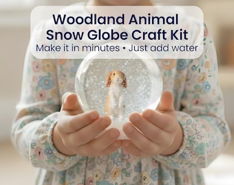 Non Toy Gift for Kids, Rabbit Snow Globe Craft Kit, Woodland Animal Activity Gift, Shatterproof Creative Craft for Boys and Girls