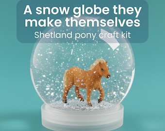 7 Year Old Birthday Gift | Shetland Pony Snow Globe Craft Kit | DIY Barnyard Animal Craft | Creative Gift for Kids