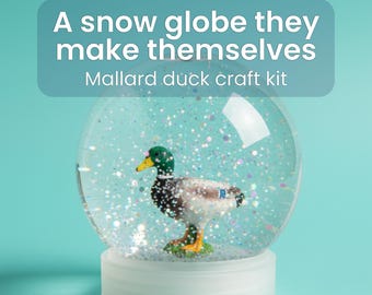 5 Year Old Boy or Girl Birthday Gift, Mallard Duck Snow Globe Craft Kit, Shatterproof Farm Animal Craft, Cute Finished Gift for Kids