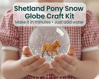 Pony Lover Birthday Activity | Shetland Pony Snow Globe Craft Kit | Creative Gift for 6 Year Old