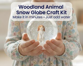 Rabbit Craft Kit for Kids, Rabbit Snow Globe Craft Kit, Woodland Animal Activity Gift, Shatterproof Glitter Globe with Display-Worthy Result