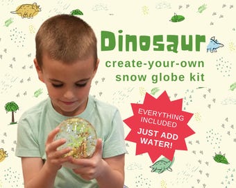 Unbreakable Dinosaur Snow Globe Craft Kit For Kids | Snow Globe Stocking Stuffer for Kids | Holiday Gift Idea, Christmas Activity Craft Kit