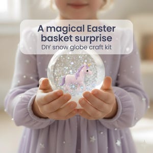 Unique Easter basket filler for girls | Unicorn snow globe craft kit | DIY glitter keepsake | Unique spring basket filler