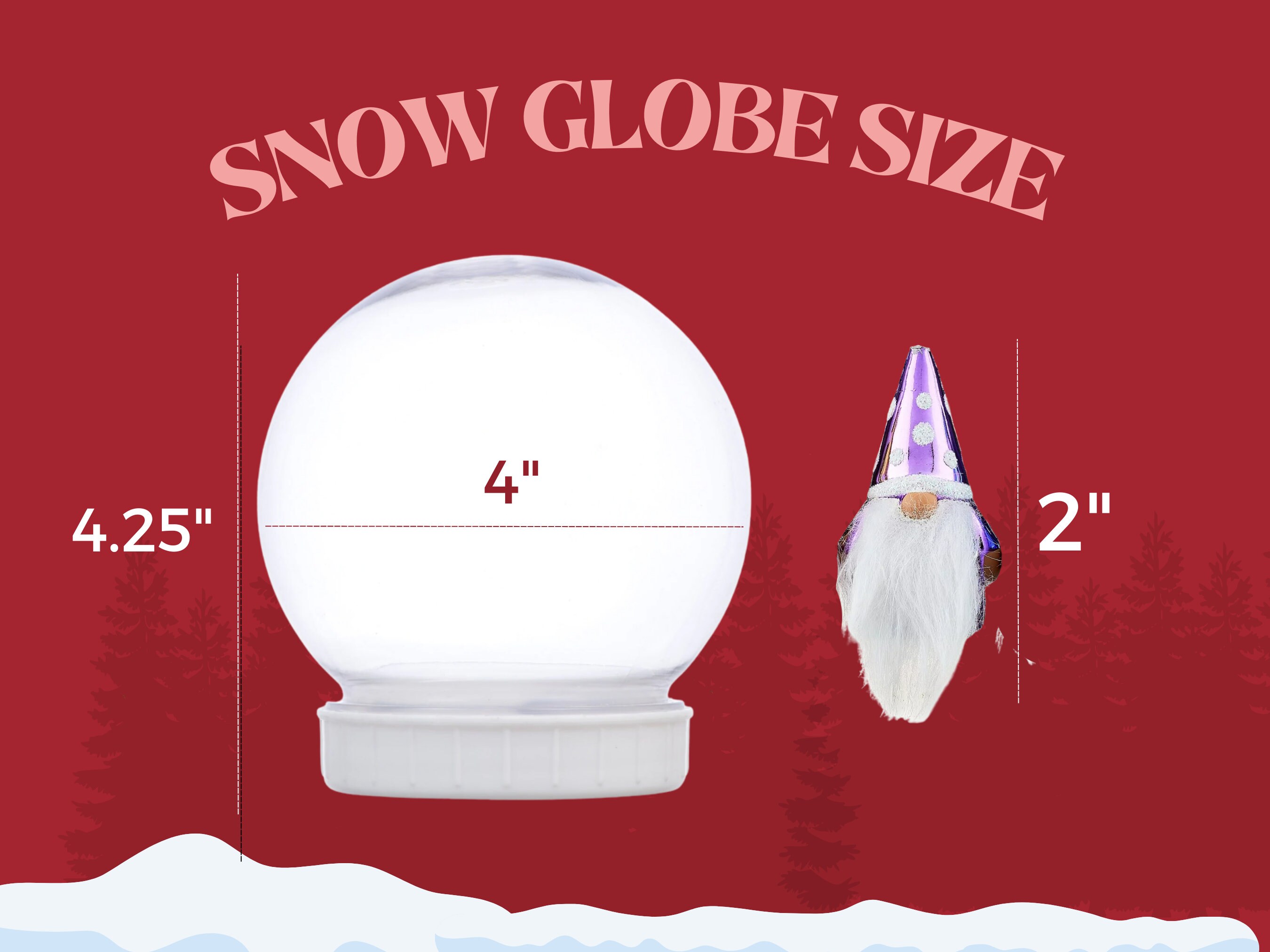 Shatterproof Winter Gnome Snow Globe Kit With Glitter Packets and
