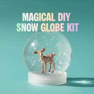 Regalo para amantes del cervatillo del bosque: kit de manualidades de globo de nieve para niños, juguete mágico de animales del bosque, globo de purpurina irrompible.