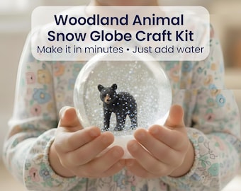7 Year Old Birthday Gift | Bear Cub Snow Globe Craft Kit | DIY Woodland Animal Craft | Creative Gift for Kids