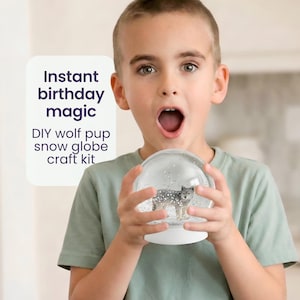 Wolf Cub Lover Gift - DIY Snow Globe Craft Kit for Kids | Magical Woodland Animal Toy | Shatterproof Glitter Globe | Creative Craft Activity