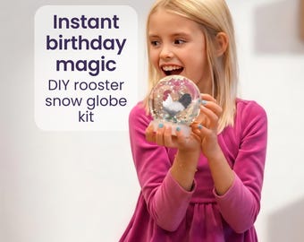 Rooster Lover Gift - DIY Snow Globe Craft Kit for Kids | Barnyard Rooster Toy | Shatterproof Snow Globe Keepsake