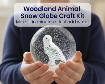 Owl Lover Gift - DIY Snow Globe Craft Kit for Kids | Snowy Owl Toy | Shatterproof Glitter Globe | Whimsical Forest Hedwig Inspired Craft