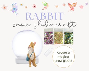 Whimiscal Rabbit Shatterproof Snow Globe Craft | Snow Globe | Snow Globe Craft & Activity Kit For Kids, Rabbit Gift, Fairy Garden Snow Globe