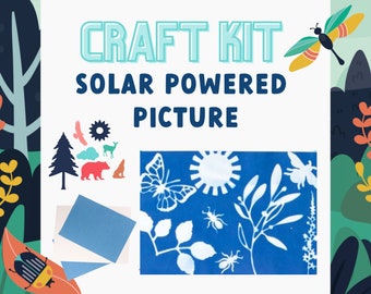 Cyanotype Sun Print Paper Craft Kit With Nature Stencils And Frame | Summer Craft Kit For Kids | Arts And Crafts Kit For Kids, Summer Craft