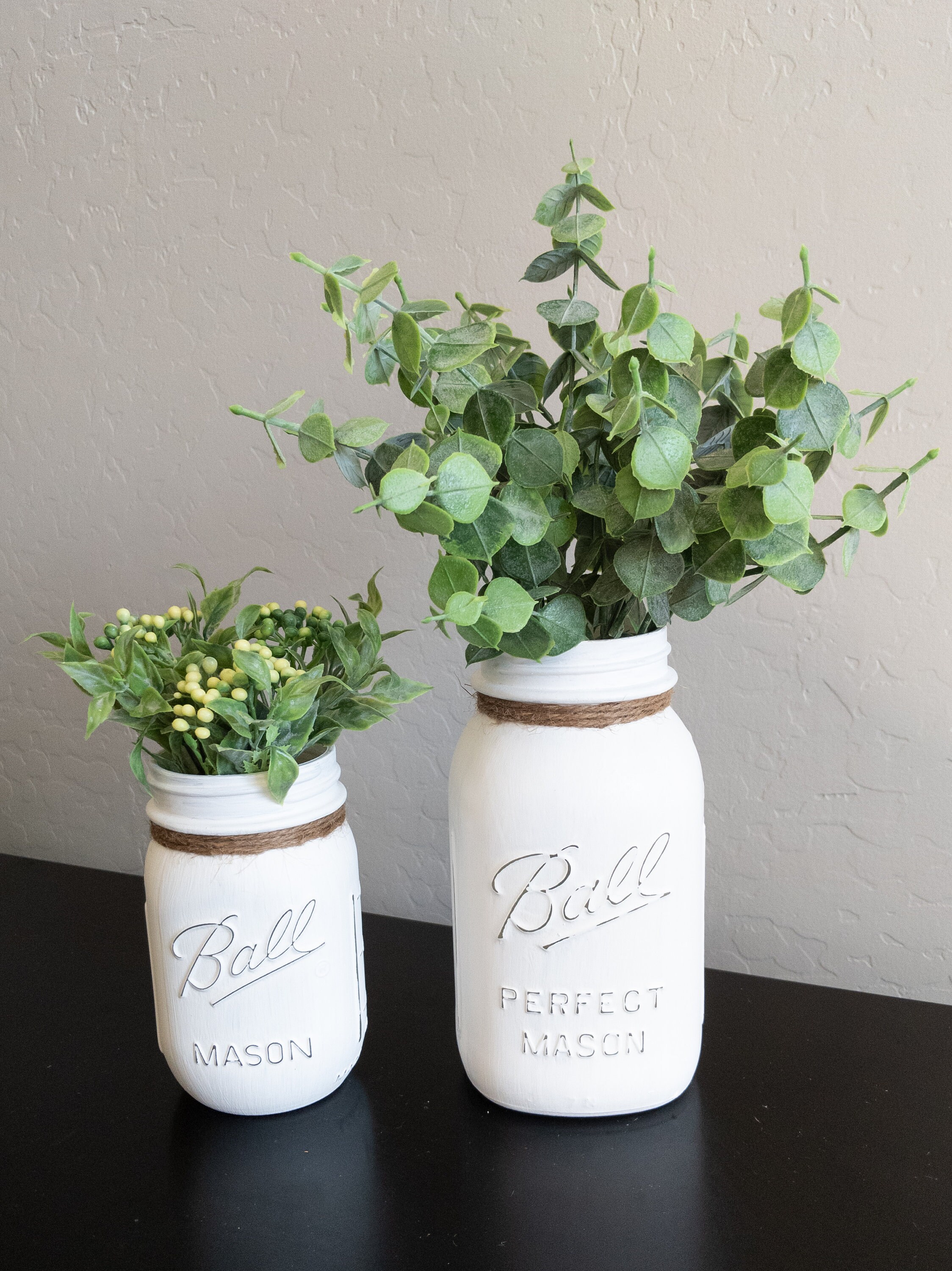 Mason Jar with Eucalyptus Greenery Mason Jar Decor Etsy