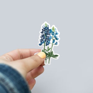 Watercolor Bluebonnets Vinyl Sticker Texas State Flower Sticker Southern Watercolor Sticker Texas Wildflower Art image 2