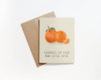 New Baby Greeting Card | "Congrats on Your New Little Cutie" | Punny Baby Card