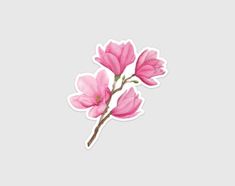 Watercolor Vinyl Sticker: Saucer Magnolia Flowers | Mississippi Flower Sticker | Louisiana State Flower Sticker | Southern Floral Art