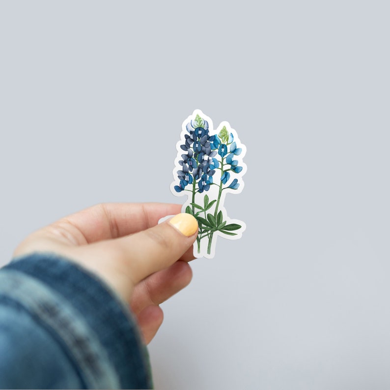 Watercolor Bluebonnets Vinyl Sticker Texas State Flower Sticker Southern Watercolor Sticker Texas Wildflower Art image 2