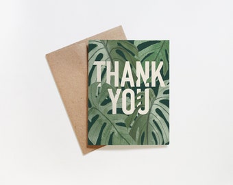 Watercolor Monstera Jungle "Thank You" Greeting Card