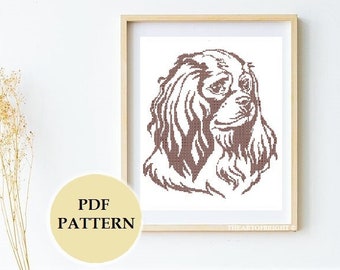 Easy Spaniel Cross-stitch Monochrome Pattern PDF