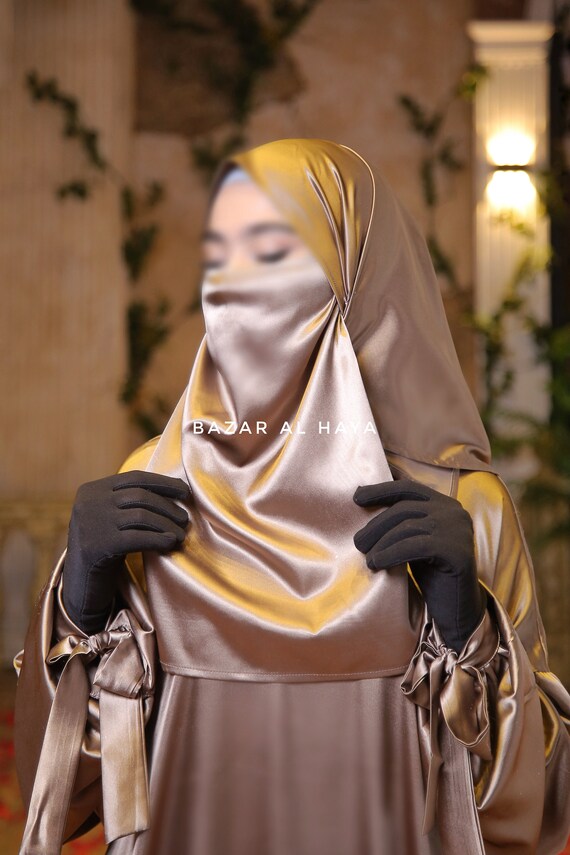 Buy Cappuccino Satin Single Half Niqab Elegant Modest Veil