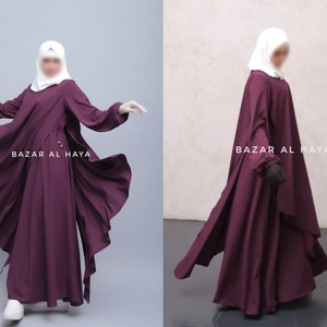 New Purple Pakiza Super Breathable 2 Layer Minimalistic Abaya Dress Lightweight Jilbab Full Length Abaya Maxi Long Dress Premium Quality