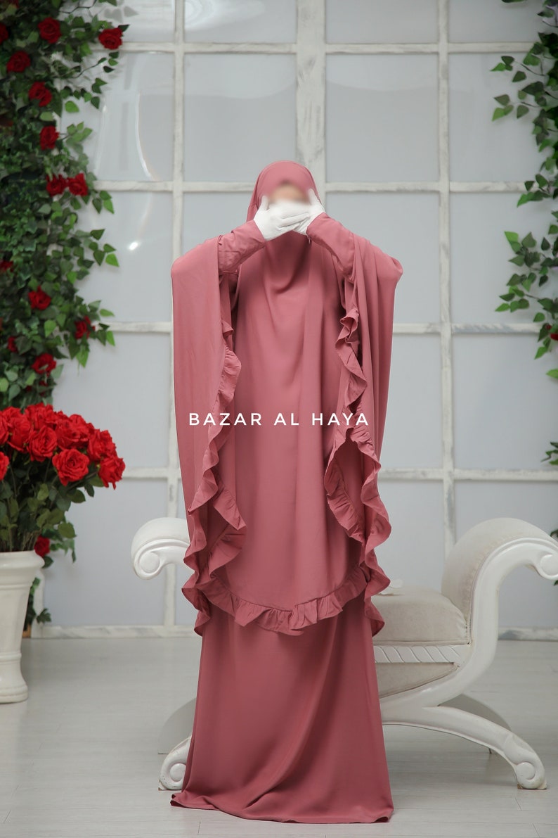 Ibadah Raspberry Pink Two-piece Jilbab with Skirt, Haj, Umrah Garment & Prayer Set image 1