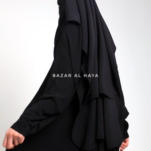 2 Laags Extra Lange Niqab Boerka Zwart Niqab Gezichtssluier Nikab Ademend Niqab Boerka Khimar Premium Qualit Moslim Islam Boerka Perfect Fit Quali afbeelding 3