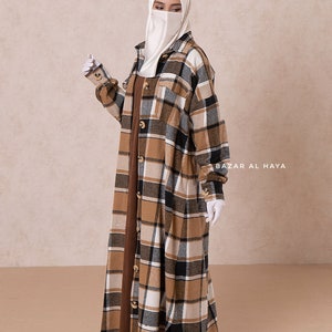 Brown Zada Plaid Shirt Dress In Cotton & Cashmere - Spring/Fall Outfit