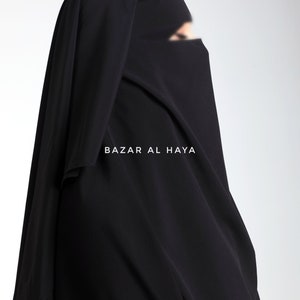 2 Laags Extra Lange Niqab Boerka Zwart Niqab Gezichtssluier Nikab Ademend Niqab Boerka Khimar Premium Qualit Moslim Islam Boerka Perfect Fit Quali afbeelding 7