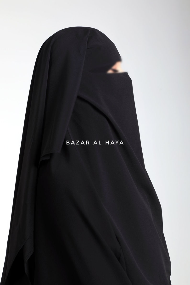 2 Laags Extra Lange Niqab Boerka Zwart Niqab Gezichtssluier Nikab Ademend Niqab Boerka Khimar Premium Qualit Moslim Islam Boerka Perfect Fit Quali afbeelding 7