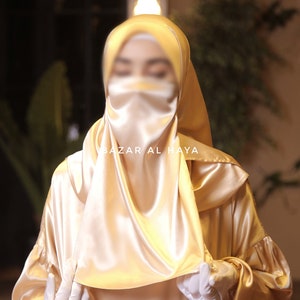 Gold Satin Single Half Niqab - Elegant & Modest Veil