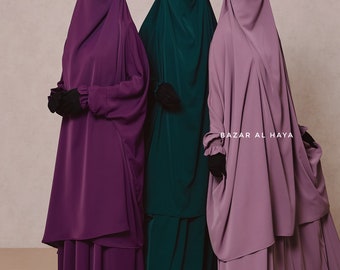 Hoor - Two Piece Jilbab With Skirt Set - Silk Crepe